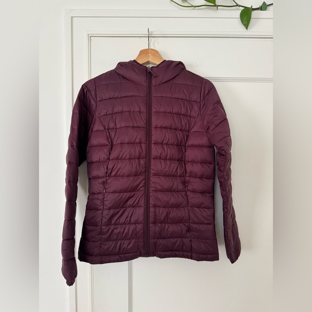 Amazon Essentials Burgundy Puffer Jacket - image 1